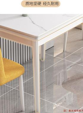 伸缩岩板折叠餐桌家小户型实简椅LGW约现代用吃饭桌子新款木奶油