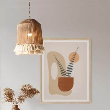 西复53米亚古麻绳流苏床头吊灯创意卧灯室床头波柜餐厅灯吧台阳台