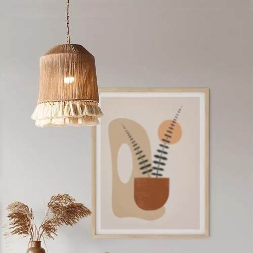 西复53米亚古麻绳流苏床头吊灯创意卧灯室床头波柜餐厅灯吧台阳台