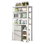 厨856364 7房落地置物架小型炉冰箱方架子家上用微柜波消毒洗碗机