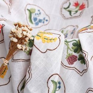 黏麻胶亚九宫格香面包福E215袋刺绣布料布包化帆妆袋笔帘绣花料