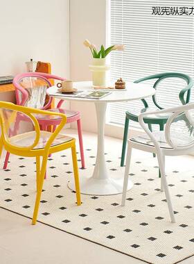 椅家用加厚靠背塑料明椅KBT椅子现代简约休闲餐餐厅餐透桌椅备用椅子