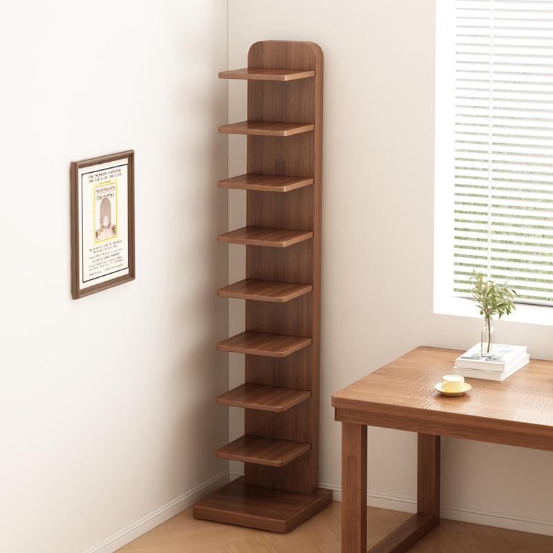 不占地方的书架落地家用隐形实木置物架一体靠墙学生绘本架收纳架