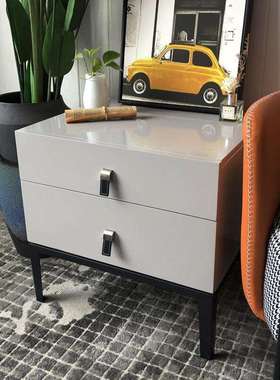 SNAG6010B现代简约烤漆灰色床头柜北欧轻奢风迷你卧室储物柜收纳