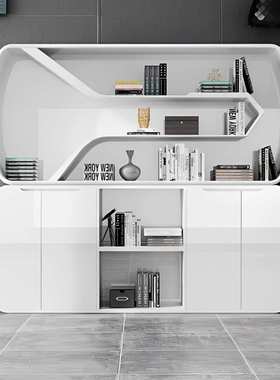 白色烤漆文件柜现代简约落地文件柜办公柜办公室背景落地靠墙书柜