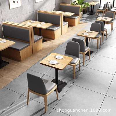 连锁主题餐厅火锅饭店桌椅组合日料西餐厅咖啡厅靠墙卡座沙发商用