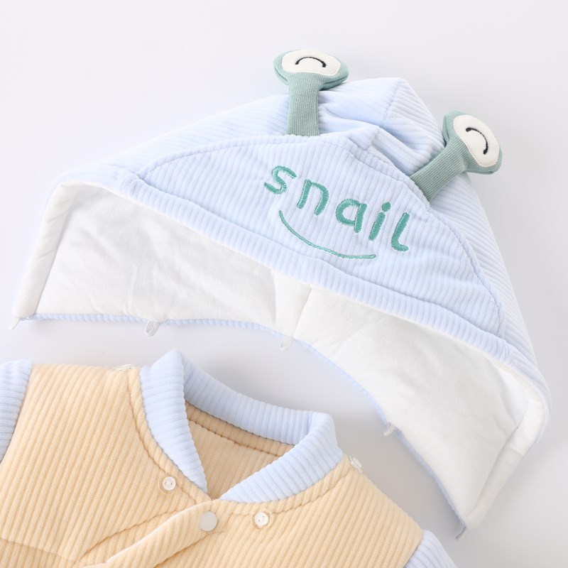 婴儿连帽连体衣加厚棉袄秋冬季新生儿外出服抱衣套装宝宝保暖棉服