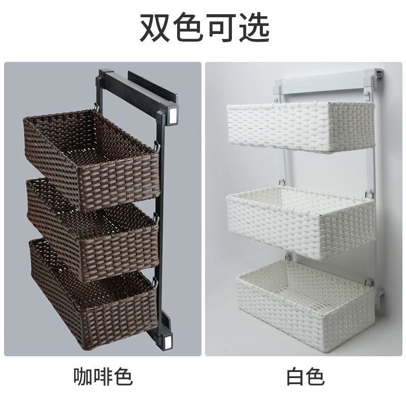 多功能衣柜拉篮 衣帽间柜内侧拉藤篮 带阻尼缓冲收纳篮储物篮配件
