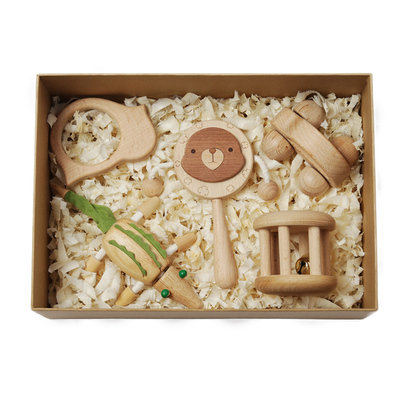 猫朵三个月宝宝礼品木质拨浪鼓可啃咬婴幼儿玩具100天礼物3-6月