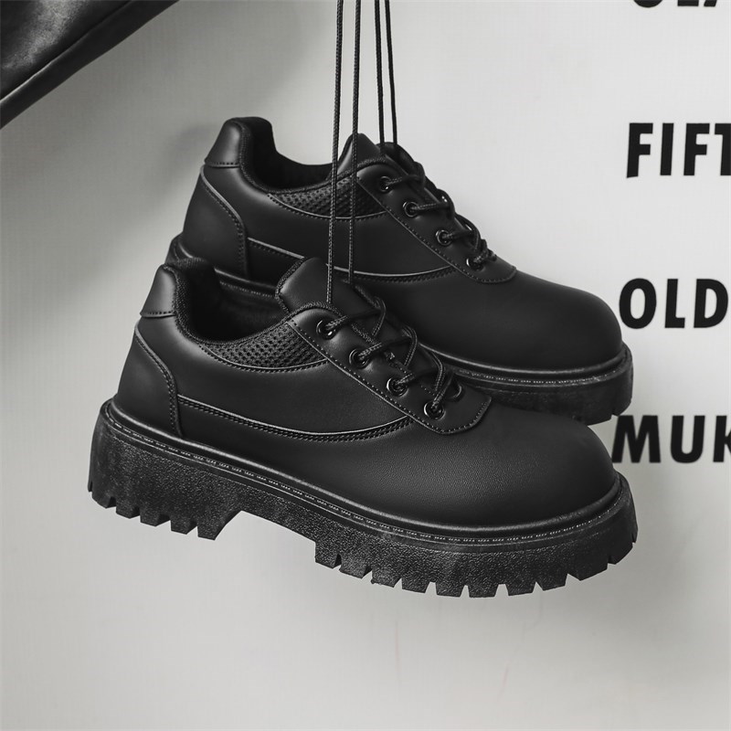 小众韩版皮鞋男国潮英伦黑色增高韩版德比鞋百搭休闲防滑大头皮鞋
