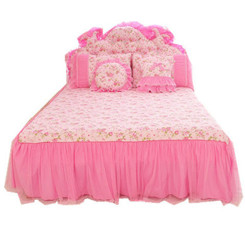 全棉韩版田园碎花床裙四件套公主风蕾丝花边被套1.8m床上用品