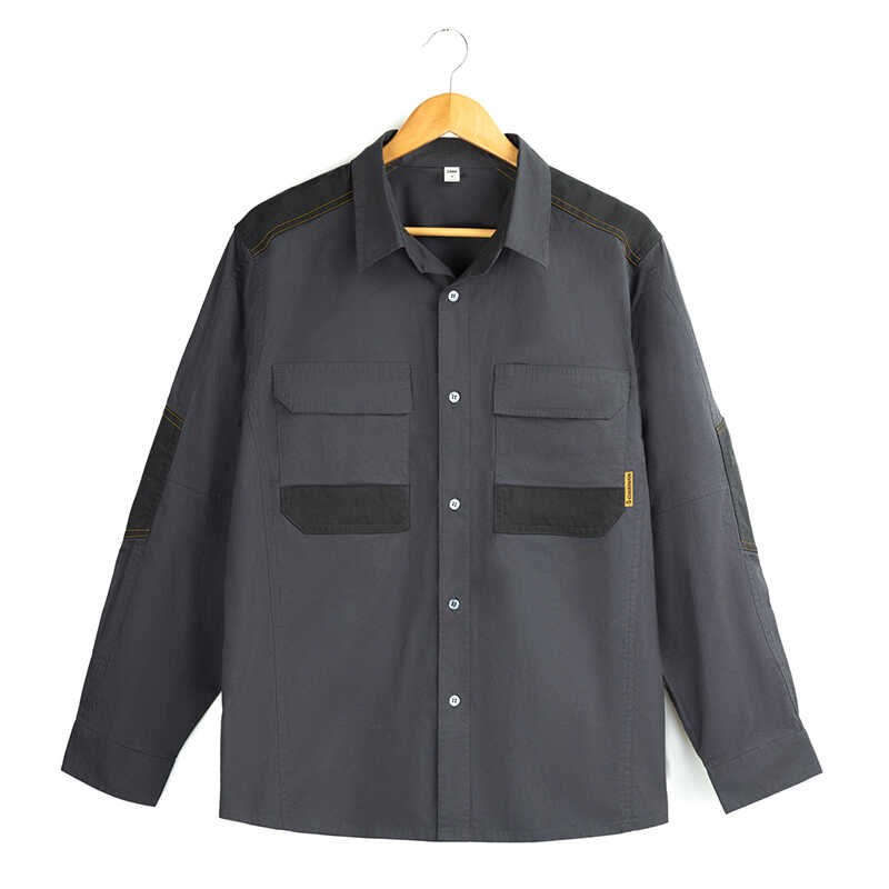 户外工装长袖衬衫男休闲宽松运动春夏款工作服衬衣可订制印绣logo