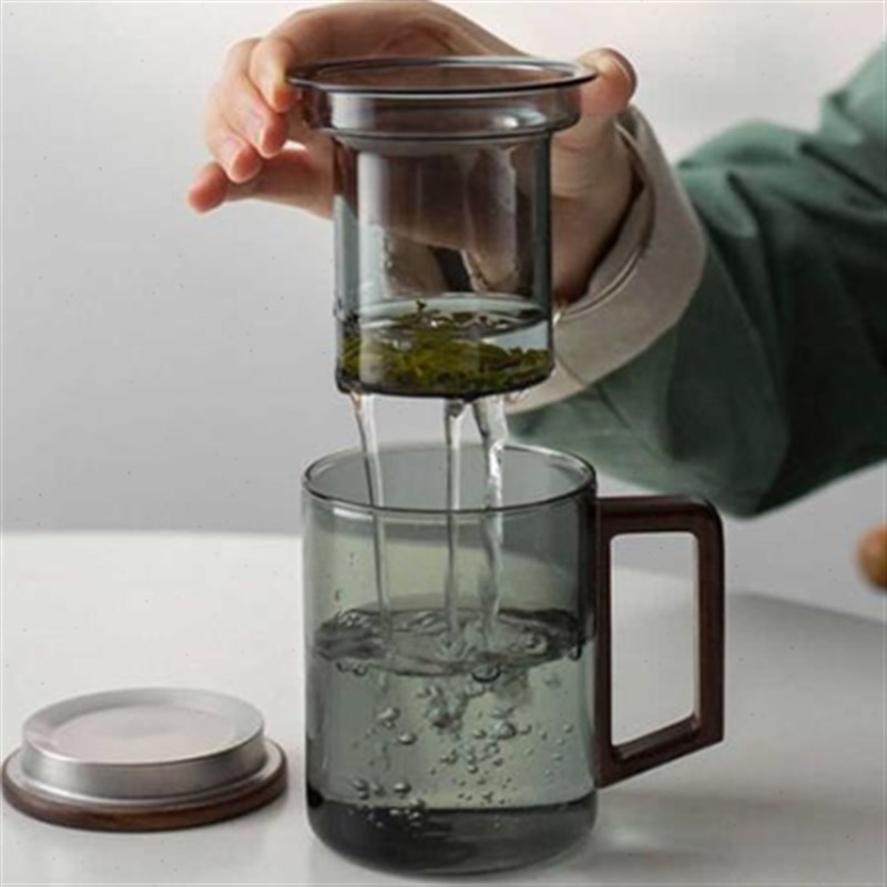 范爷家茶杯灵空茶水分离杯办公y玻璃喝茶杯子玻璃泡茶道杯花茶泡