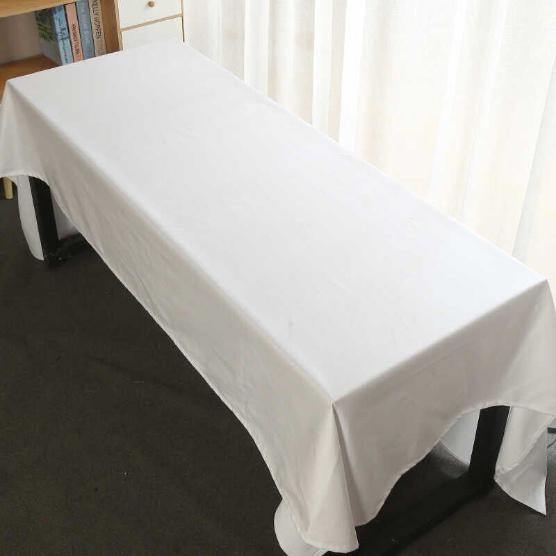 防水防油餐桌布会议桌活动团建酒店桌布尺寸定制加大加宽白色布艺