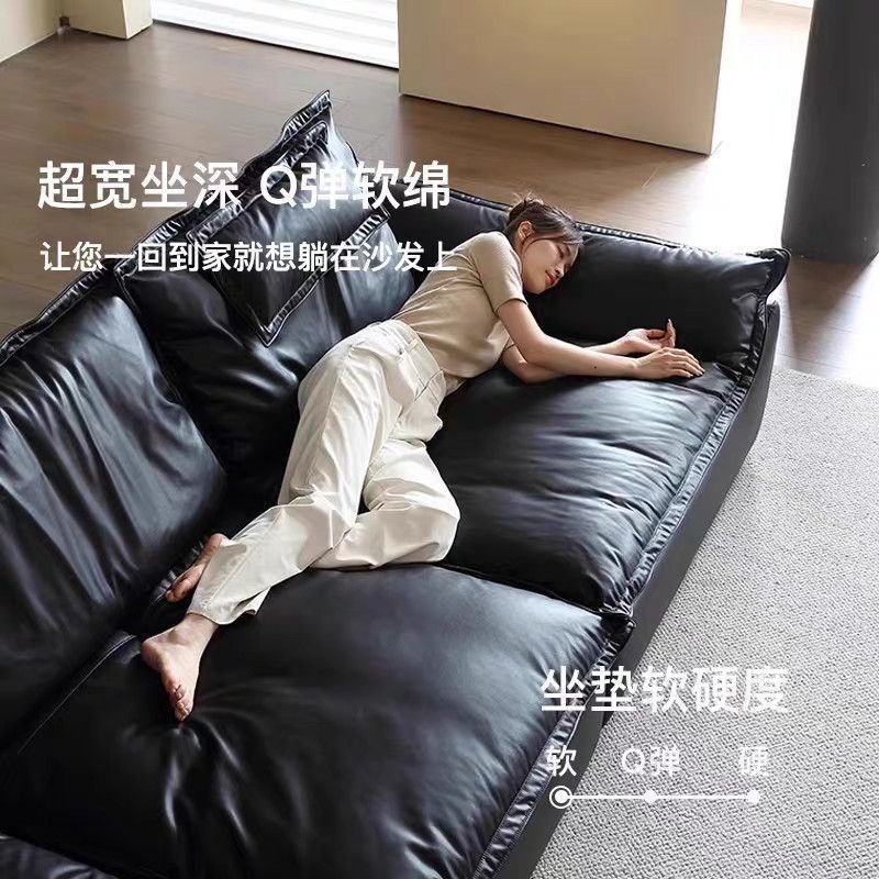 可调节坐深帆船沙发磨砂绒布网红直排可移动靠背生态皮艺功能沙发