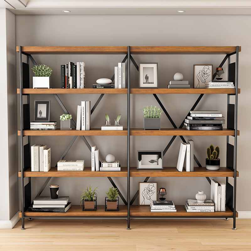 实木书架展示陈列架多层置物架客厅收纳架简约办公室靠墙落地书柜