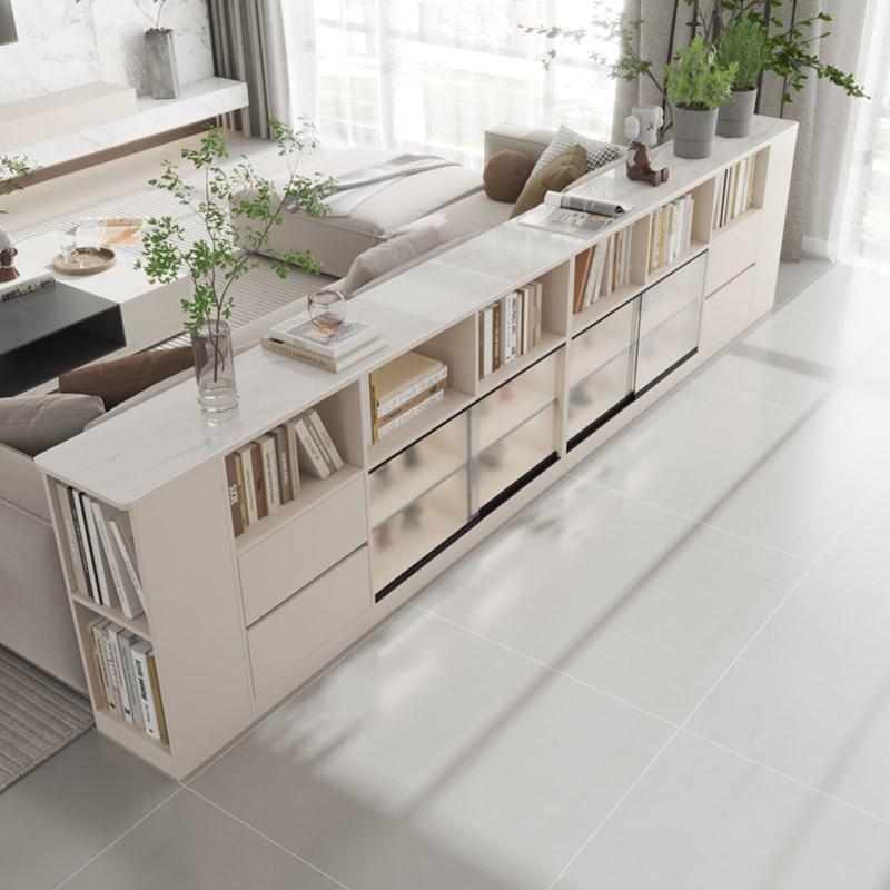 客厅沙发靠背柜儿童玩具收纳柜简约现代推拉玻璃门餐边柜隔断书柜