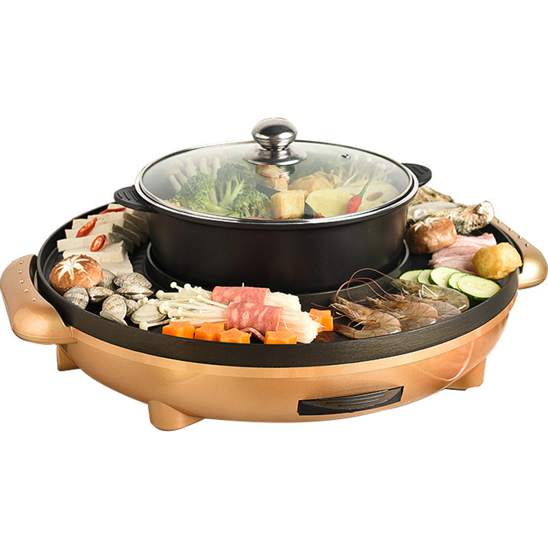 烤肉火锅烧烤一体锅烤涮家用可拆洗电烤炉不粘无烟韩式烤盘多功能