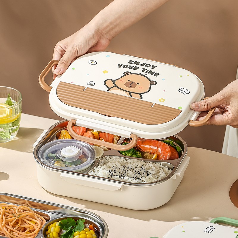 304不锈钢保温便当盒小学生专用儿童餐盘打饭分格便当餐盒上班族