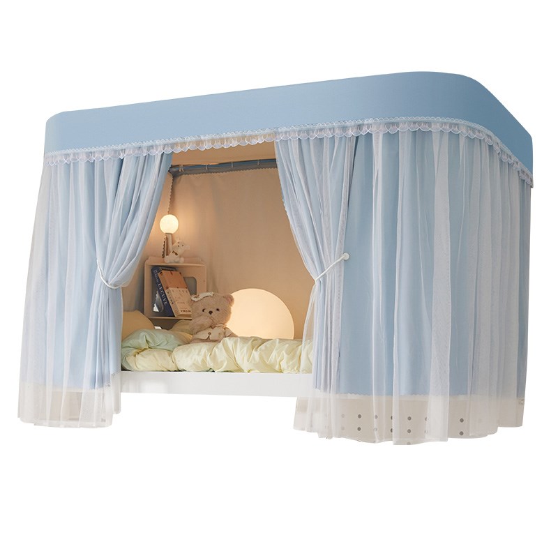 学生宿舍床帘上铺强遮光加厚蚊帐u型轨道床帘寝室下铺一体式床幔