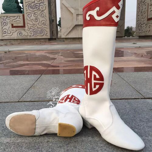 蒙古舞蹈靴女软底鞋子表演民族皮舞靴高筒马靴儿童演出靴子新品