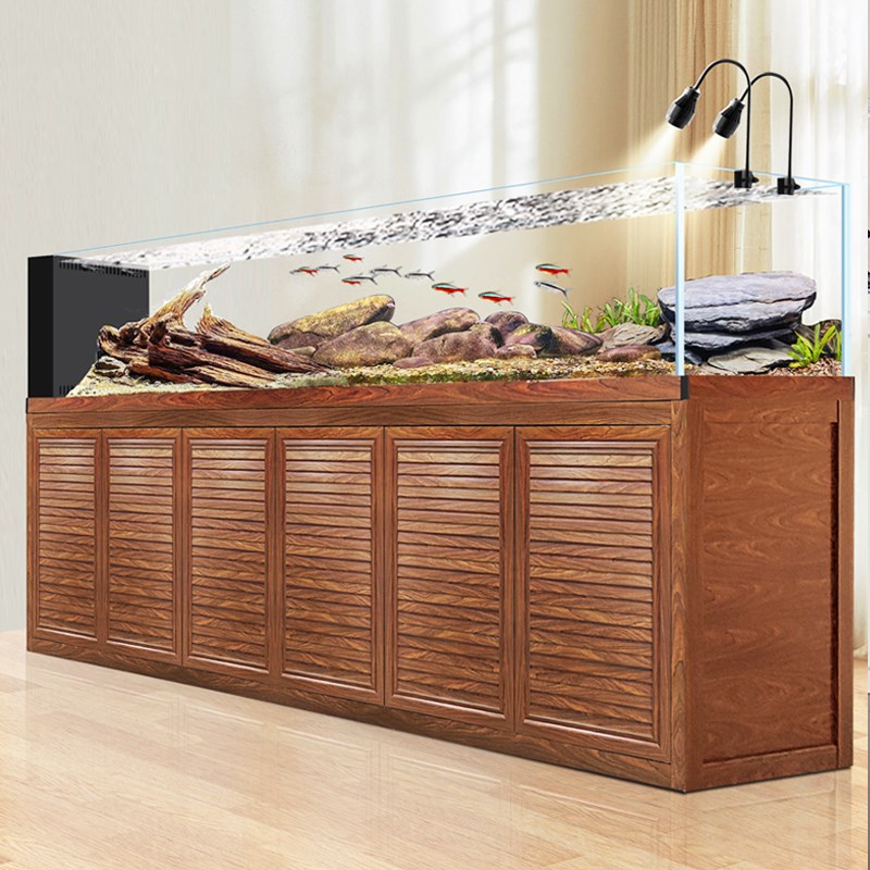 2025新款溪流缸金晶超白玻璃生态免换水底滤侧溢流造景客厅水草缸