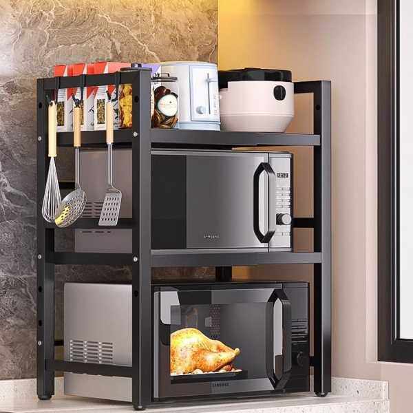 厨房微波炉置物架家用多功能烤箱架子桌面多层电饭锅可伸缩收纳架