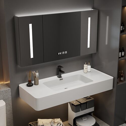 圆角肤感可丽耐一体盆挂墙式洗簌台卫生间洗脸盆V酒店名宿洗手台