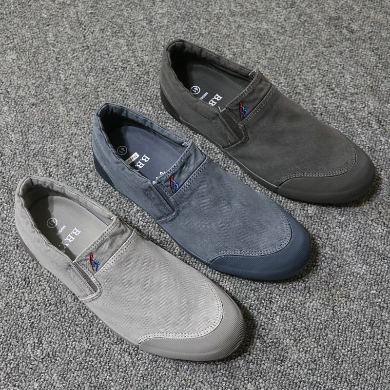 男士帆布鞋懒人鞋男一脚蹬休闲鞋低帮透气百搭韩版潮流青年布鞋男