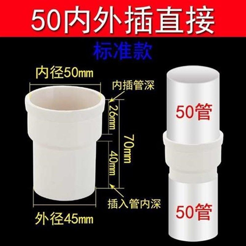 pc管延长水管接头配件雨水管50 75 110内外插直接 50内外插直