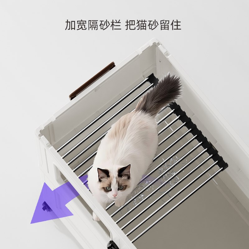 一体柜防漏砂双层猫厕所猫砂盆超特加大号型置物架走廊半全封闭式