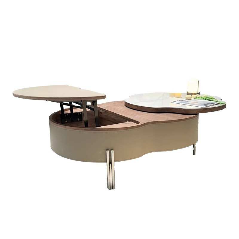 dnd岩板轻奢小户型家用茶几现代极简家用储物意式客厅椭圆形茶几