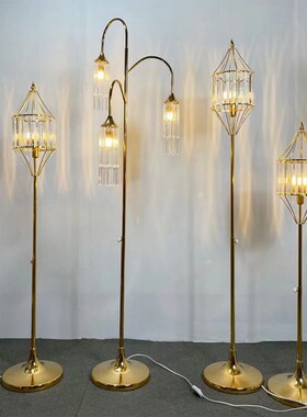 新款婚庆路c引灯电镀升降三头水晶灯引路灯婚礼舞台装饰水晶条吊