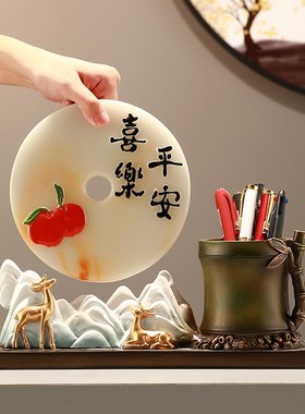 流沙画沙漏笔筒学生办公室书房文具收纳现代时尚摆件送礼装饰品