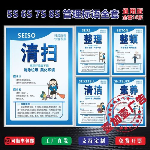 5S管理标识牌车间仓库工厂展板挂图6S 7S 8S 15S企业文化宣传标语