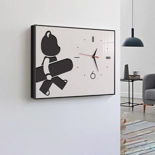 电表箱装饰画带钟表电闸盒配电箱空开箱遮M挡挂钟高级感时钟挂画