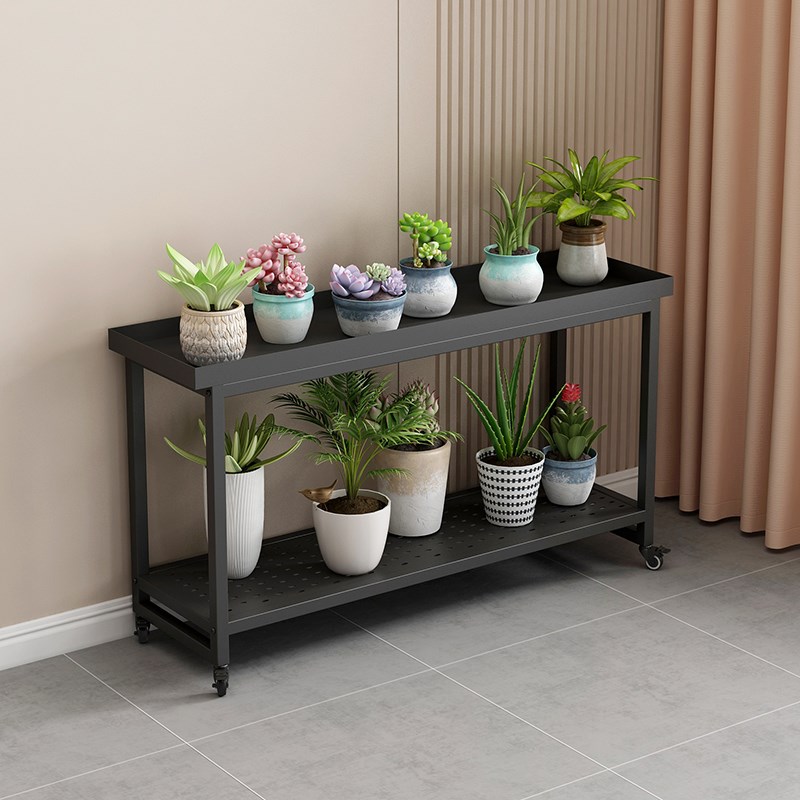 花架子阳台落地式可移动双层铁艺客厅花盆多肉绿植置物架带轮户外