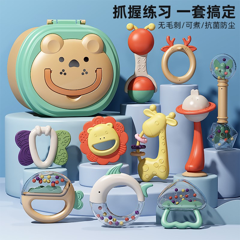 婴幼儿手摇铃玩具0一1岁3宝宝6个月以上8可啃咬牙胶益智周岁礼物