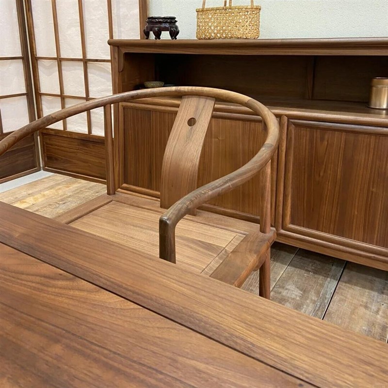 现代简约黑胡桃木茶桌椅组合家用客厅办公泡茶桌茶室洽谈茶道茶台