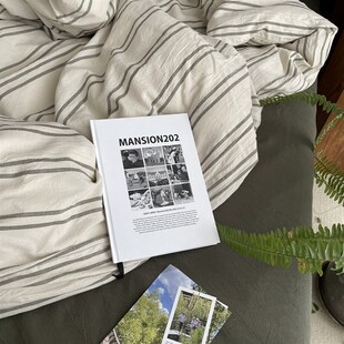 中古风简约条f纹水洗棉全棉200x230被套150x200单人宿舍被罩单件