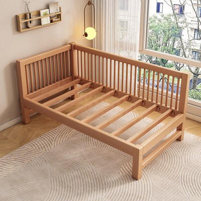 全榉木儿童床拼接床大床带护栏床边加宽单人床宝宝婴儿床实木小床