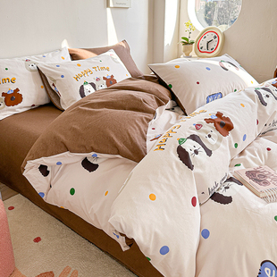 纯棉被套单件150x200x230全棉卡通被罩儿童宿舍被单人床单三件套4