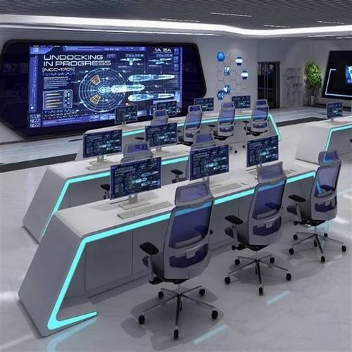科技感指挥中心控制台烤漆指挥台弧形操作台指挥大厅指挥台
