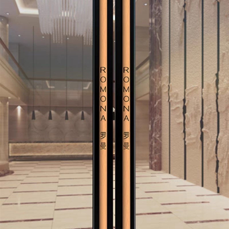 定制圆柱玻璃门拉手中式实木雕刻大门拉手黑色木门把手订做LOGO