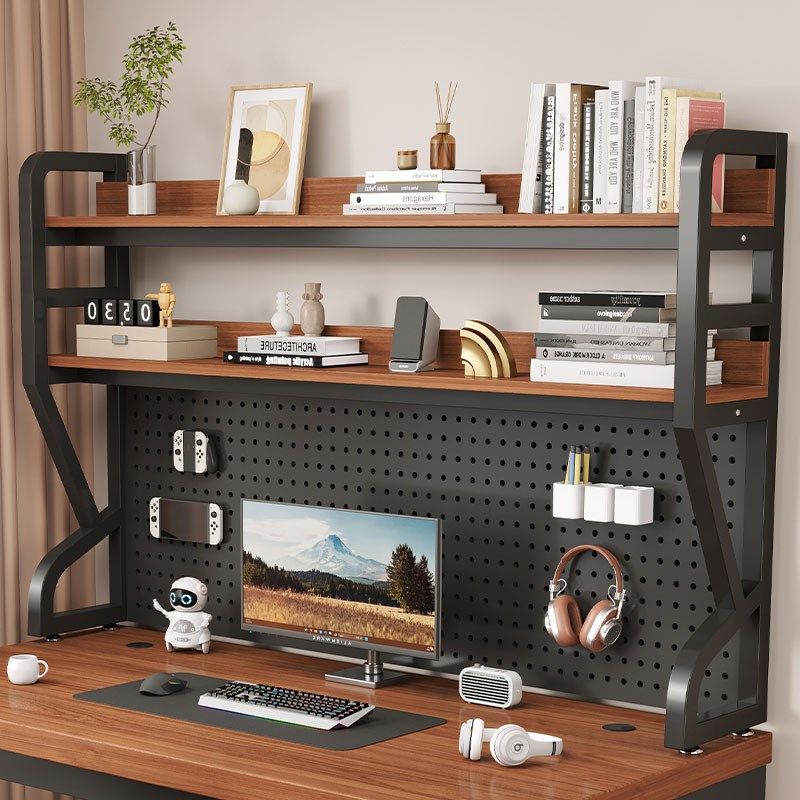 桌面置物架办公桌书架一体靠墙可移动学生电脑桌上收纳洞洞板书架