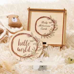 ins北欧风儿童木质里程碑片宝宝成长记录拍照摆件盒装里程碑套装