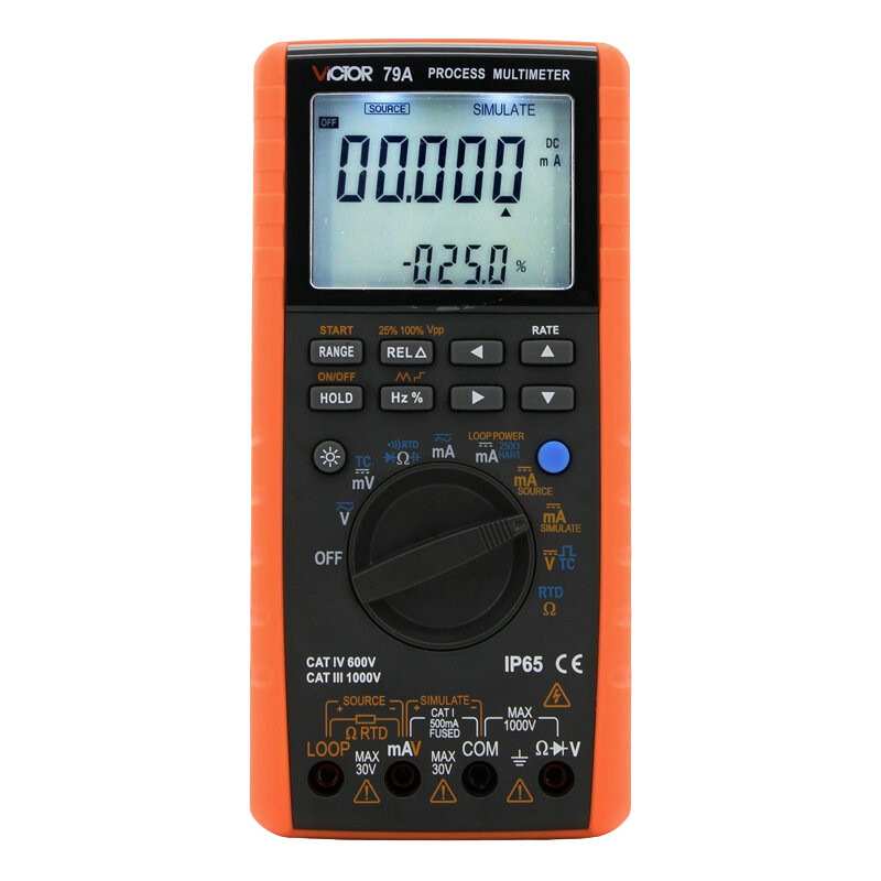 VICTOR胜利VC79A过程万用表 测量输出电压电流 过程信号源多用表