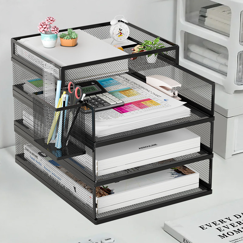 A3A4桌面文件架金属资料架文件框铁质多层收纳架办公室文件夹收纳