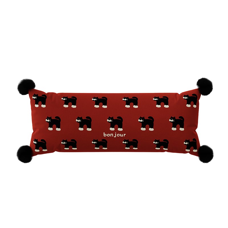 新年红色小猫长条抱枕靠枕沙发床头靠垫腰枕女生睡觉夹腿抱枕含芯