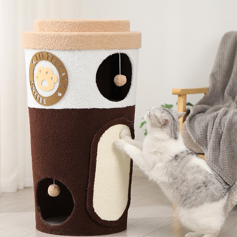 猫窝剑麻桶猫爬架抓板一体封闭式双层冬天保暖猫屋猫咪用品咖啡杯